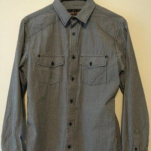Mens Helix Shirt Western Plaid Size Small Country Button Down Black White Check